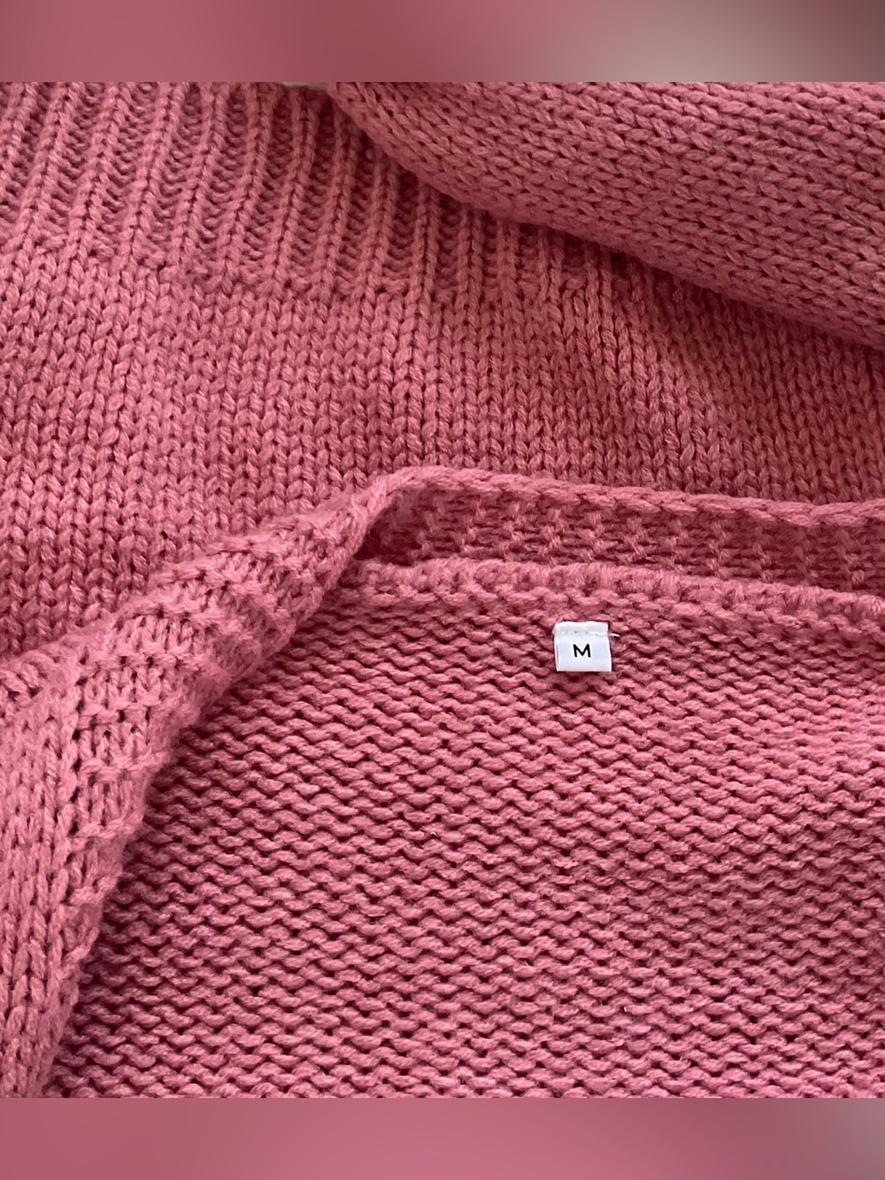 Chunky Dusty Rose Pink Crop Cardigan 3d Whimsical Daisy Appliqués Sz: L NWOT - Picture 4 of 8